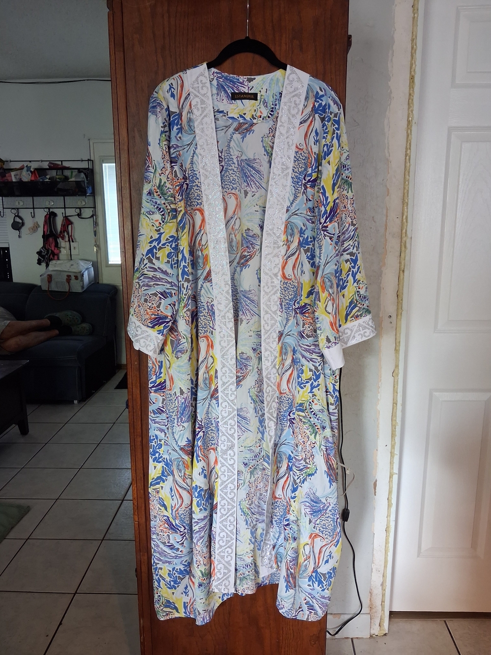 Lightweight Floral Trench Kimono - Multi-Color